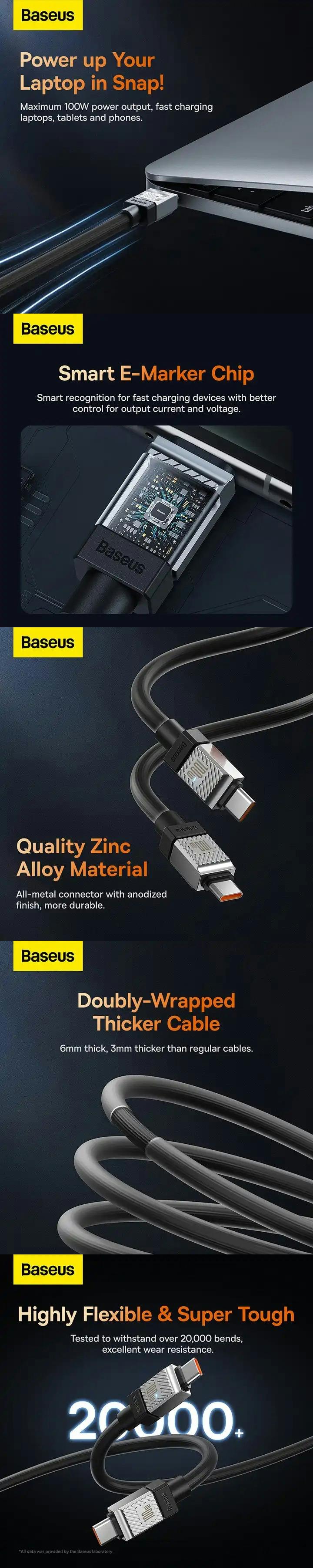 Cablu Baseus Coolplay, USB-C la USB-C, 100W, 1m